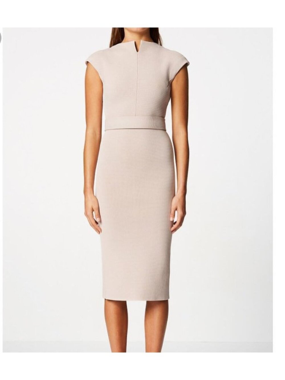Scanlan Theodore Crepe Knit Sheath Dress Ice Pink L